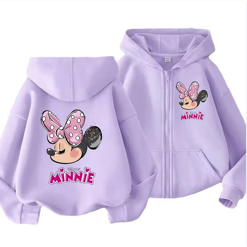 Funny Zip Up Hoodie Kawaii Kids Minnie Mouse Children's Hoodie Zipper Children Sweatshirt Clothes Kid Girl Boy Top Hoody