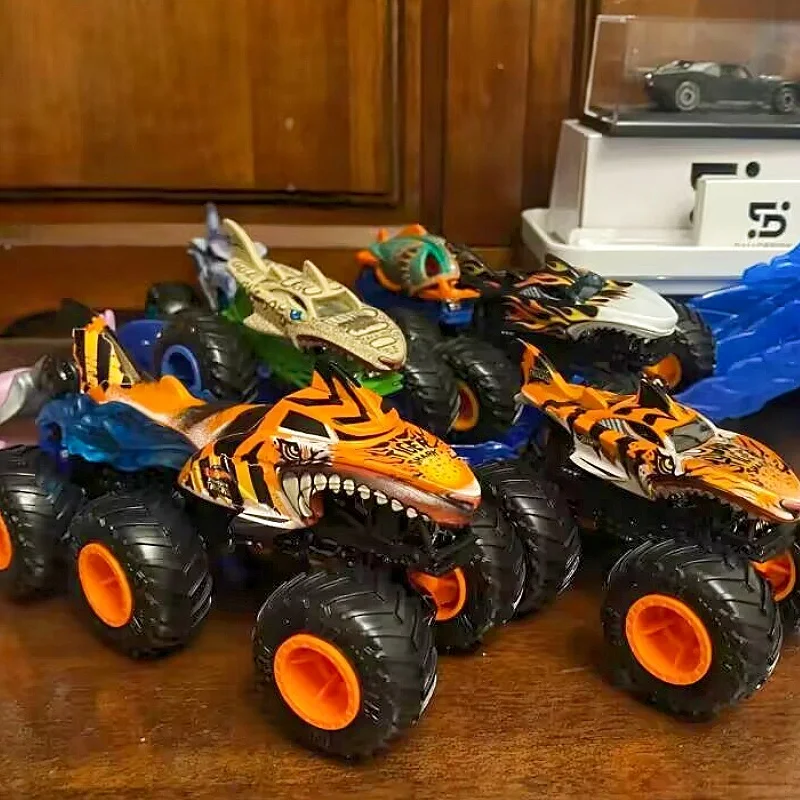 ماتيل هوت ويلز 1/64 شاحنات مونستر سلسلة الحفارات الكبيرة ميجا ريكس تايجر شارك تحصيل سيارات لعب دييكاست لعبة هدية هدايا السيارة #1