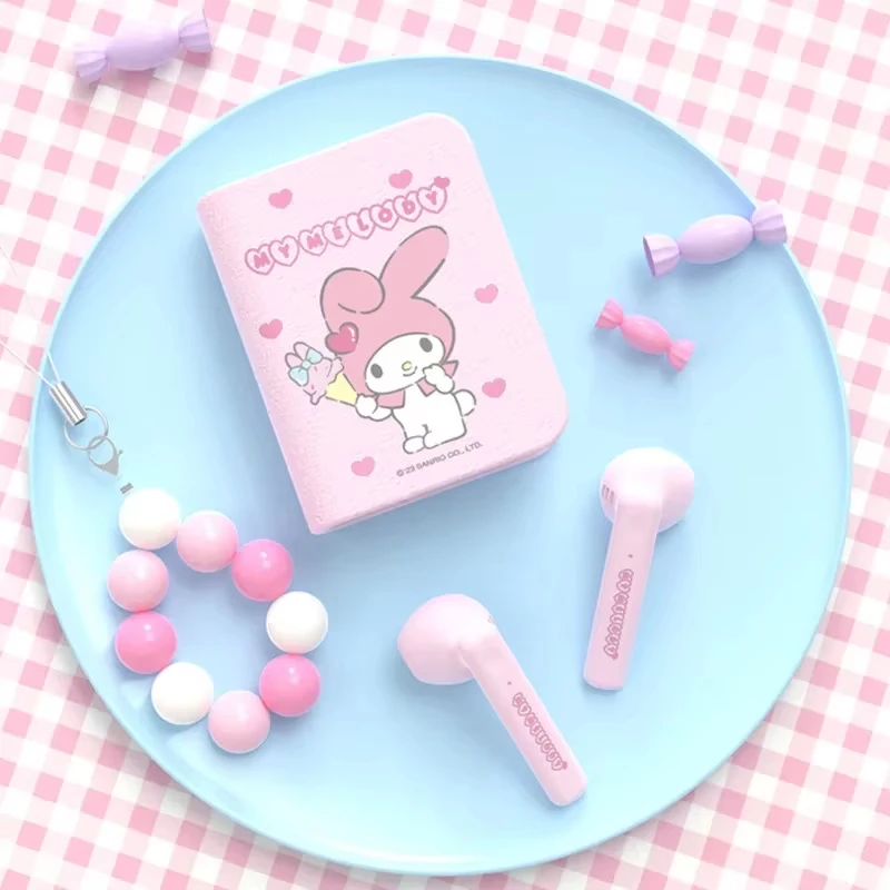 

Sanrio TWS Wireless Bluetooth Earphones Cute Hello Kitty Kuromi in-ear Headset Sport Noise Reduction Touch Control Headphones