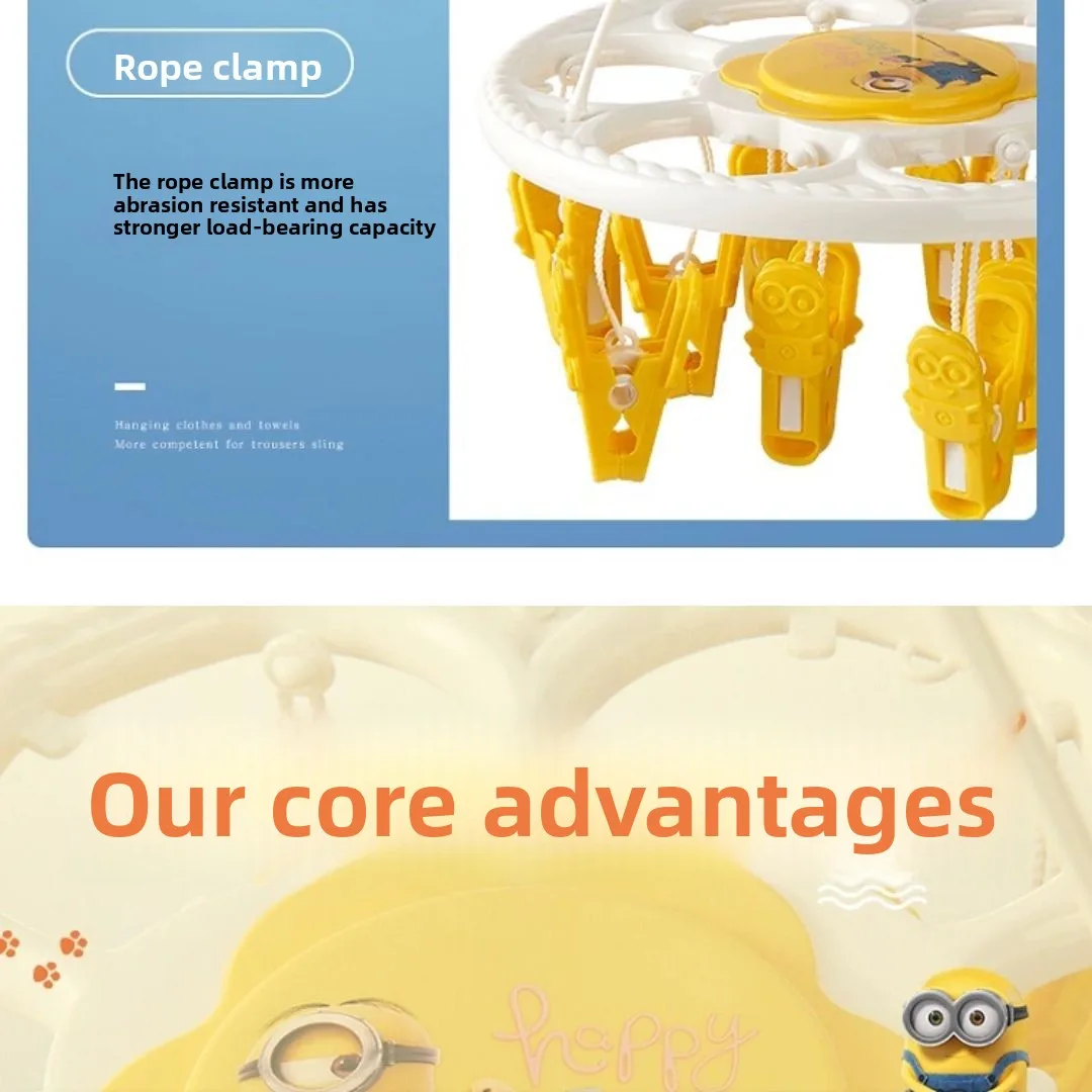 Minions cartoon cute round clothes hanger kawaii underwear socks multifunctional drying clips anime merchandise wholesale view 4