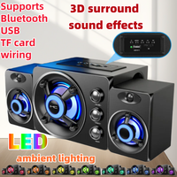 HIFI 3D Stereo Speakers Colorful LED Light Heavy Bass AUX USB Wired Wireless Bluetooth Audio Home Theater Surround Sound Bar TV