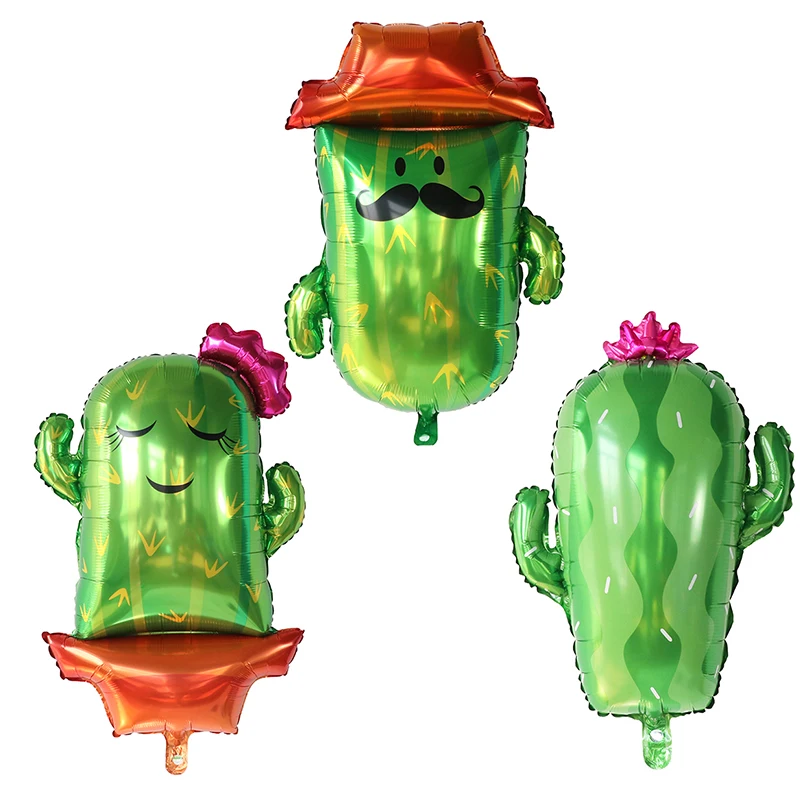 3pcs Cartoon Cactus Foil Balloons Mexico Carnival Decoration Valentine's Day Wedding Decorations Birthday Party Event Supplies