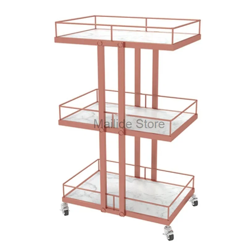 Moderne minimalist ische Eisen wagen leichte Luxus Salon Möbel Schönheits salon mobile Rack mehr schicht ige Werkzeug wagen Home Storage Trolley