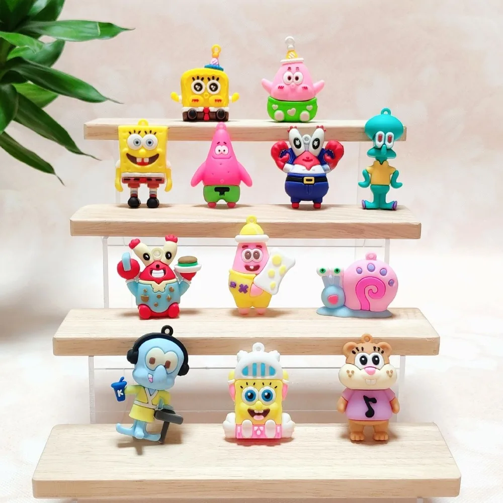 

Cute Cartoon SpongeBob, Patrick & Squidward PVC Soft Rubber Keychain - Flexible Silicone Key Ring, Novelty Gift