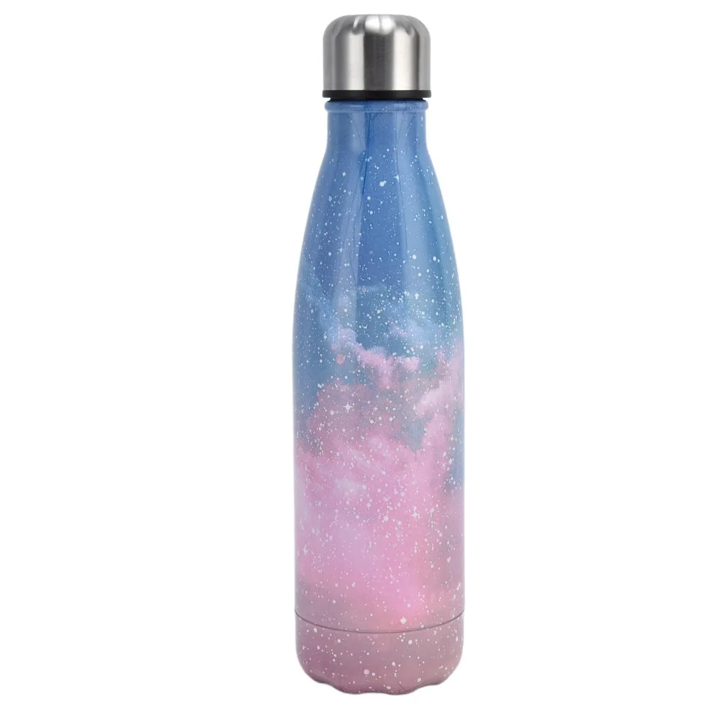 Practical 500ml Thermos Rustless Steel Double Wall Water Bottle Tapered Cylinder Leak Proof Lid Cola Tumbler Gym