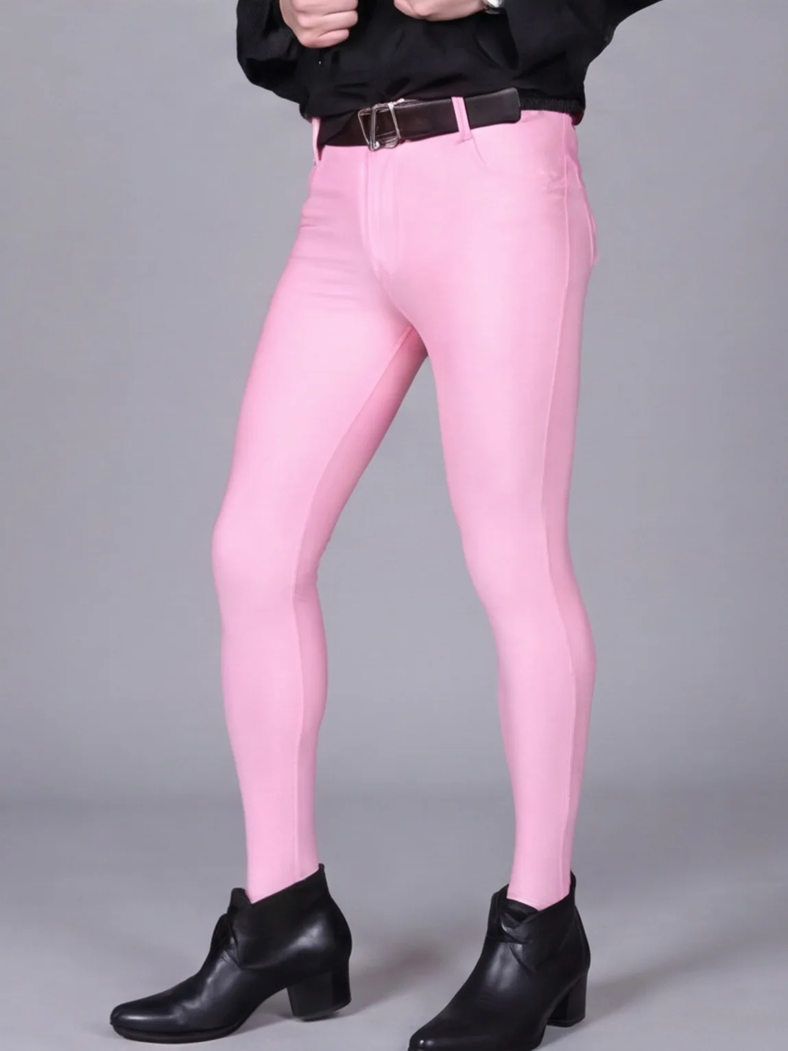 Men Korean Tight Jeans Style Skinny Pants Spring Autumn High-Elastic Mercerizing Sports Casual Slim Fit Pencil Trousers Leggings