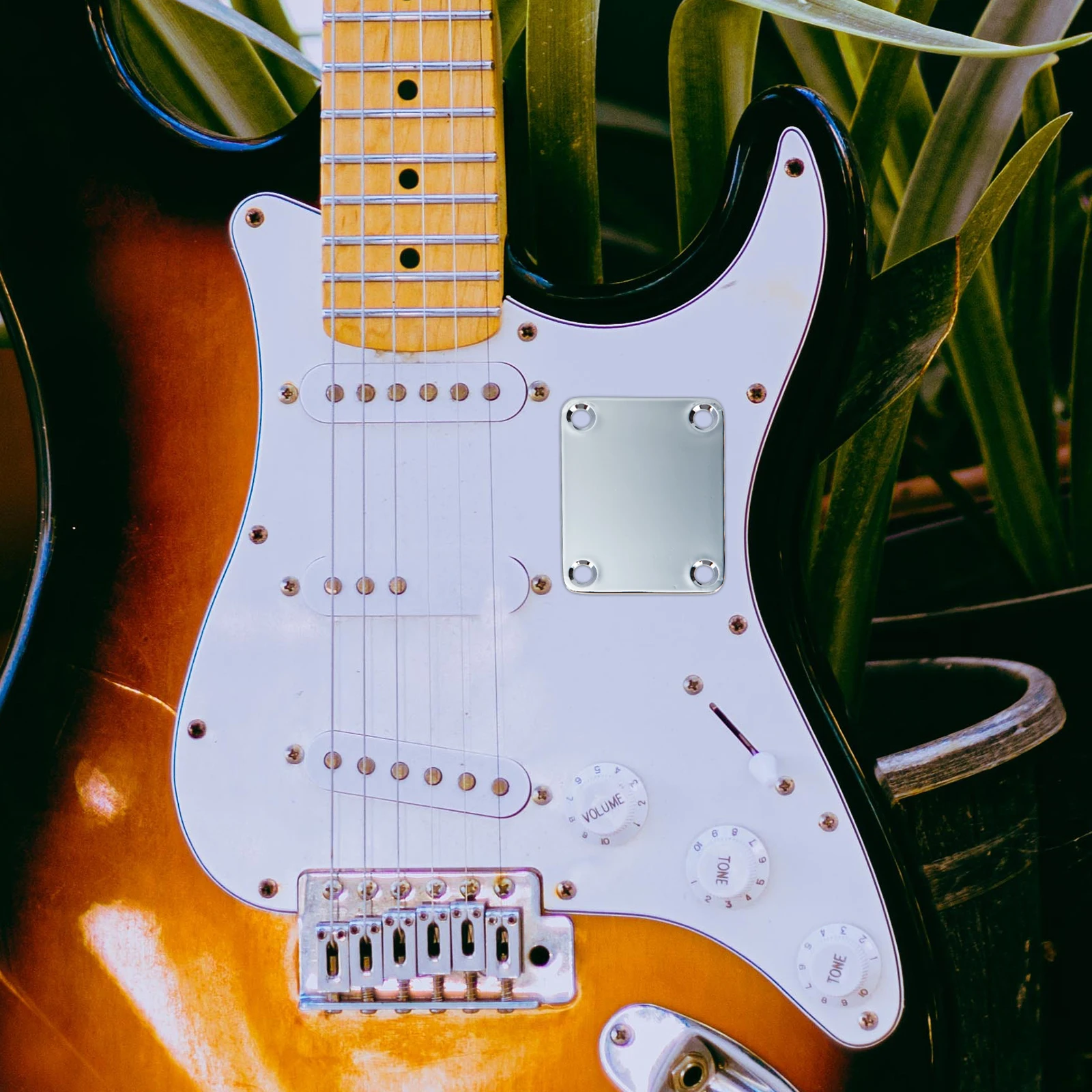 

4 Sets Electric Guitar Reinforcement Board Maintenance Plate Parts Accessories Neck Mounting Bass Plates Metal Work