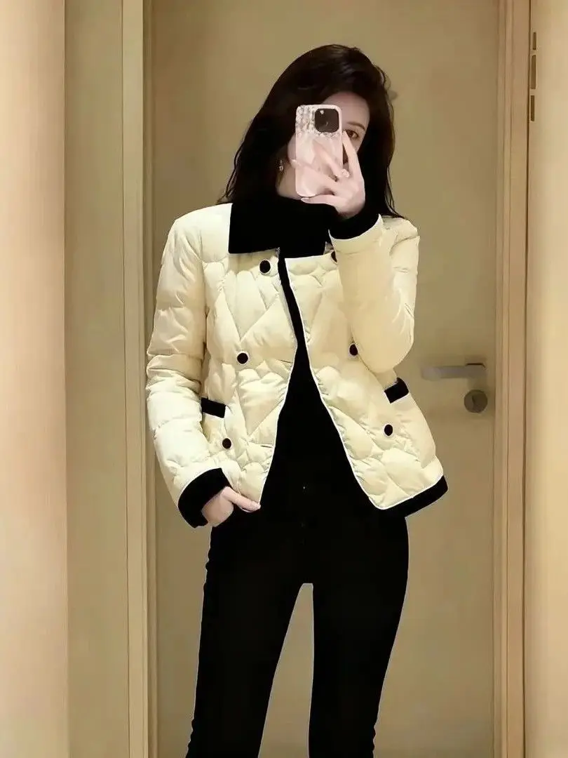 Thickened Cotton Jacket Women's Fashionable Elegant Small Fragrance Style Ultra Beautiful Turn-down Collar Autumn Winter Coat