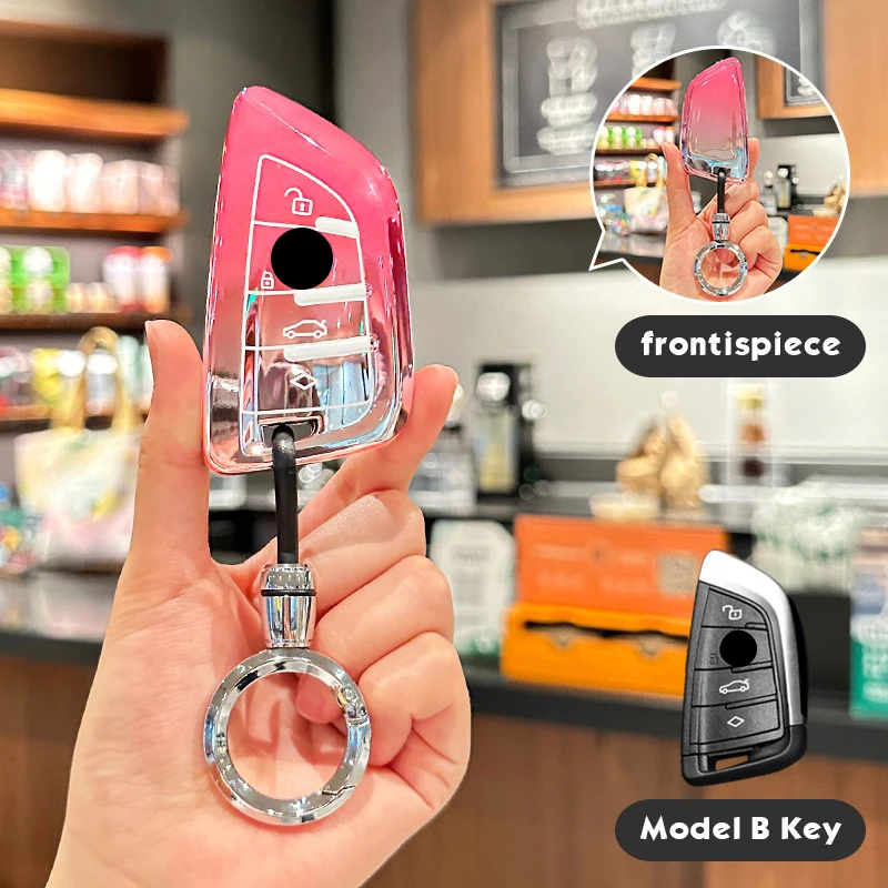 

Sakura Pink Tpu for BMW X1 X3 X4 X5 X6 F15 F16 G30 3 5 7 Series G11 F48 Remote Smart Auto Car Key Case Cover Keyring Accessories