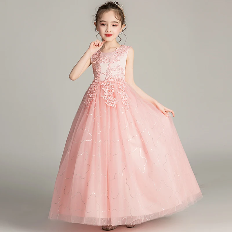 

Kid Wedding Dresses for Girls Elegant Flower Princess Long Gown Baby Girl Christmas Dress vestidos infantil Size 4 6 12 15Years