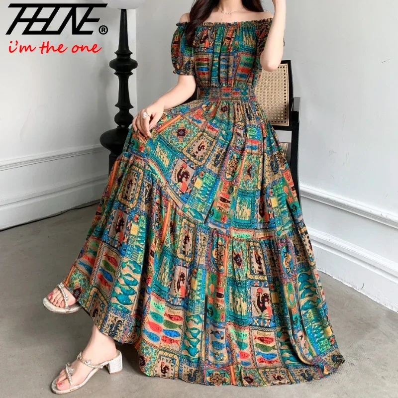 

New Summer Indian Dress Women 2025 Clothes Vestidos Para Mujer Boho Long Vintage Sexy Korean Fashion Casual Bohemian Floral Robe