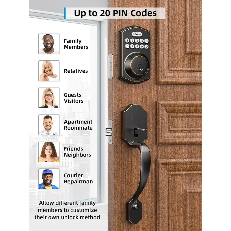 Revolo RE001 Electronic Keypad Deadbolt, Keyless Entry Door Lock, Keyed Entry, Auto Lock, Smart Lock with Handle