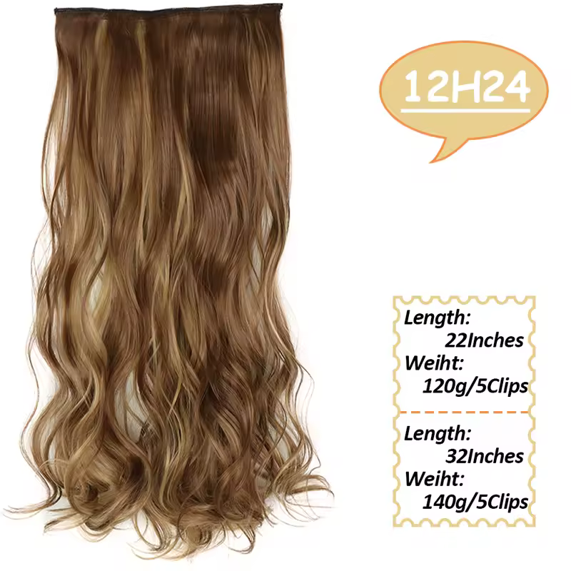 NICESY Synthetic Long Wavy 5 Clips Hair Extensions 22Inch/32Inch Clip On Hair Extensions High Tempreture Fake For Women - Image 16