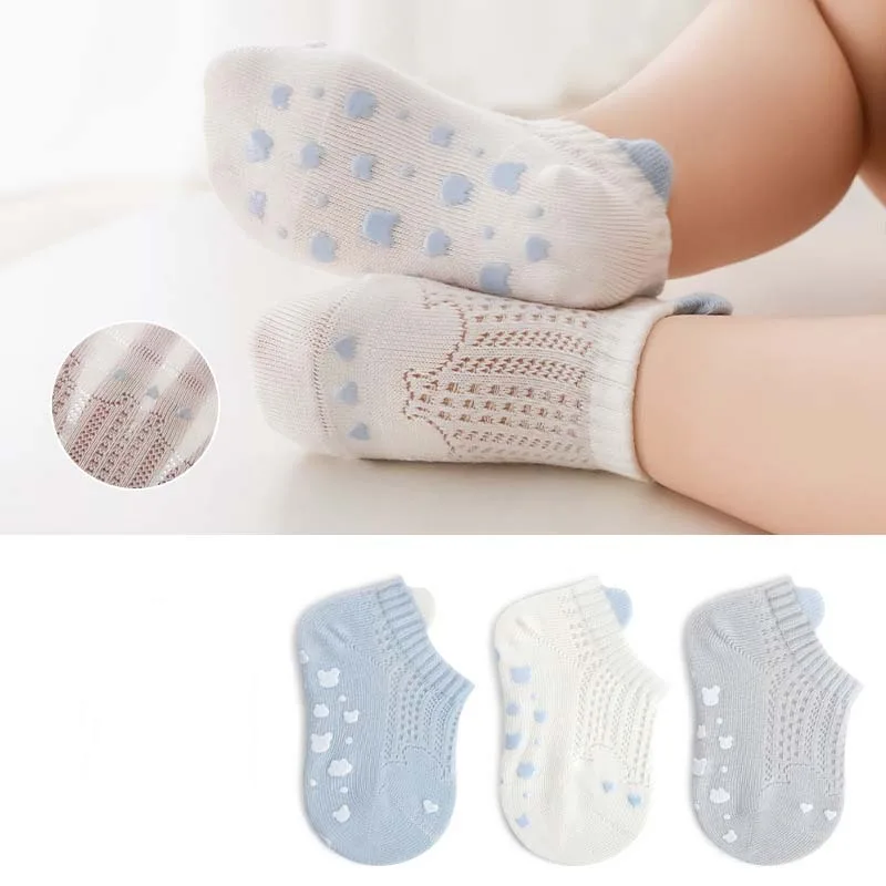 1/3Pairs Baby Cotton Thin Mesh Socks RAISE Summer Comfy Breathable Kid Boy Girls Non-slip Floor Socks Infant Baby Boy Boat Socks