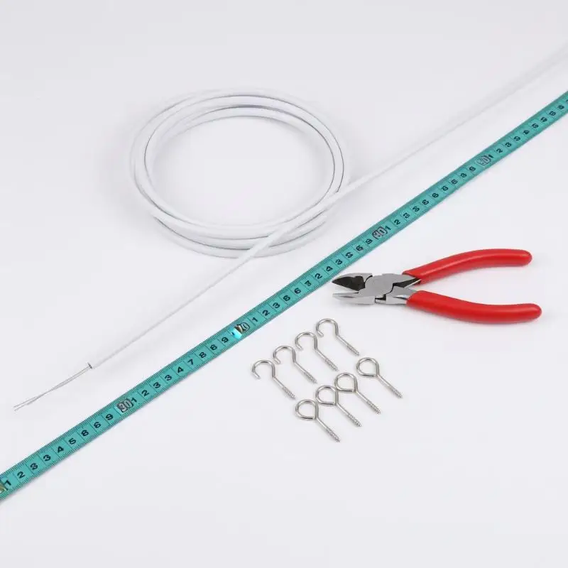 2 3 5 6 Meters Curtain Spring Rope Kit With Hooks Eyes for Wall Window Door Hanging Easy Install Home Use