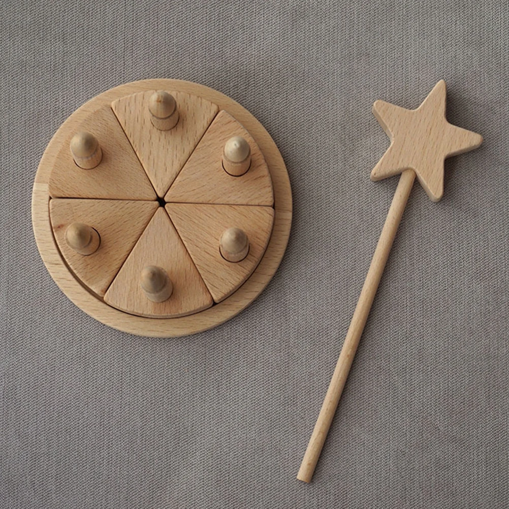 Fairy Stick Decorations Cake Cutting Toy Pretend for Kids Birthday Play Food Wood Educational