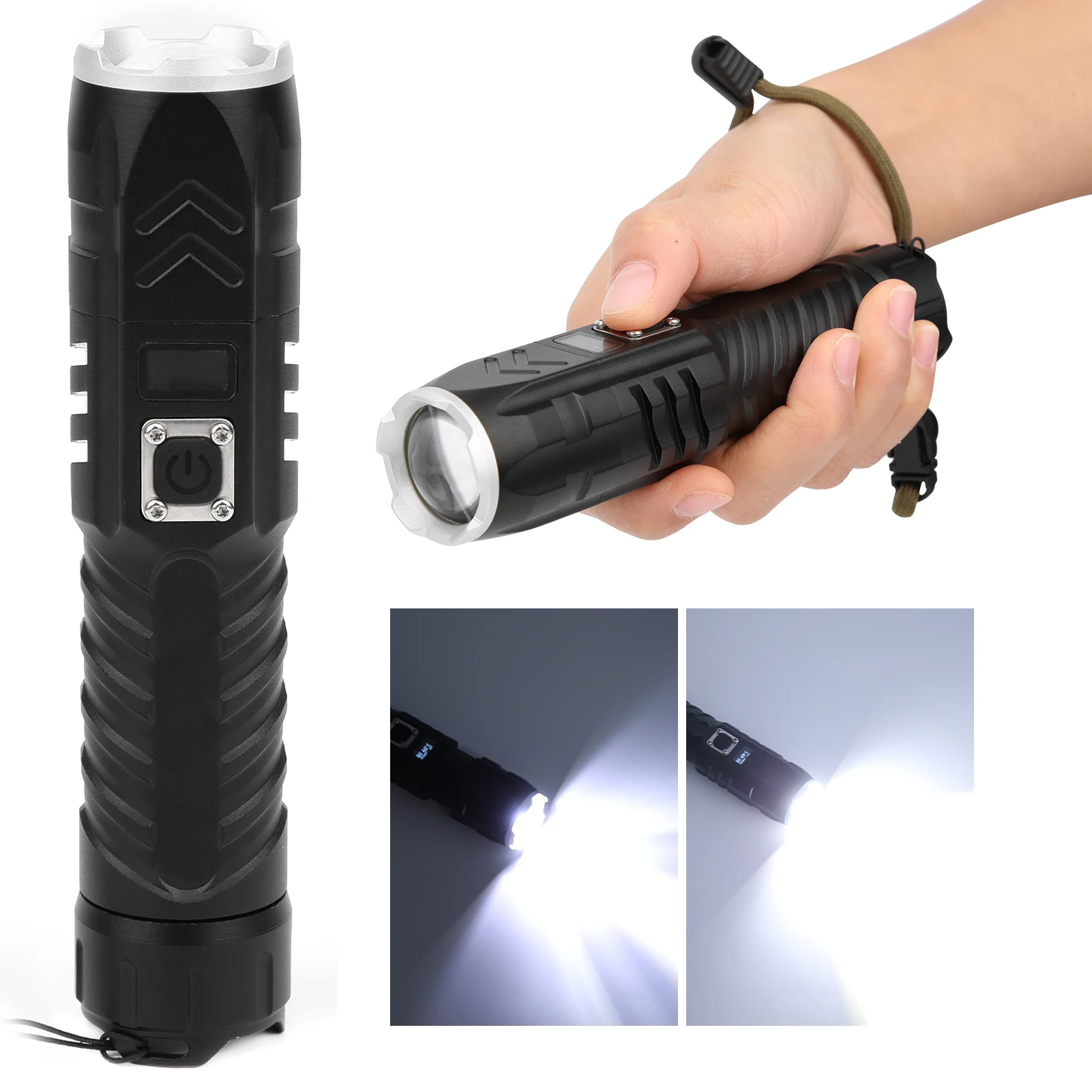 

XHP90 Mini LED Flashlight, 1800LM Ultra Bright Outdoor Flashlight, Zoomable Focusing, USB Rechargeable, Smart Power Display