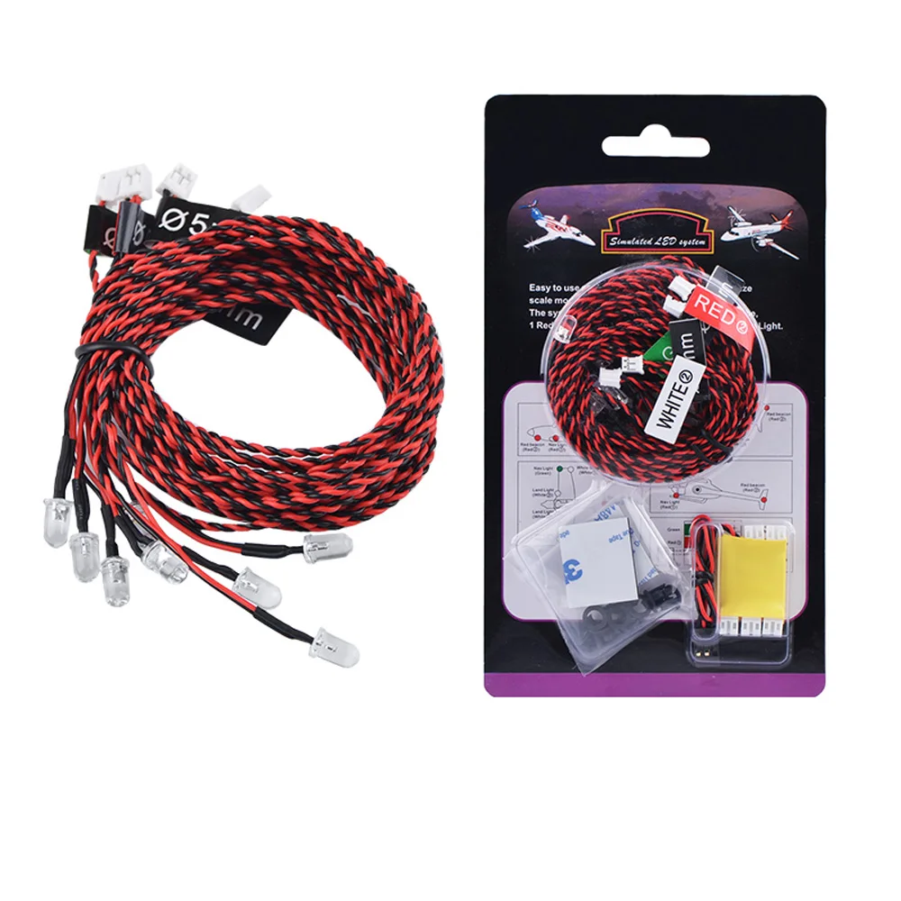 Sistema de iluminação rc 8 led flash lâmpada noite navegação luz conjunto 30ma corrente para rc asa fixa avião helicóptero acessórios