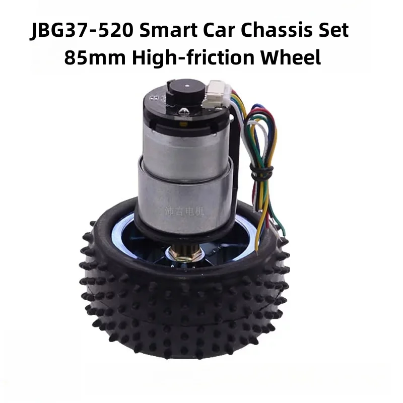 DC6V12V JBG37-520 Gear Motor Smart/Intelligent Car Chassis Set Hall Encoder 85mm High-friction Wheel/Tyre Bracket Coupling DIY