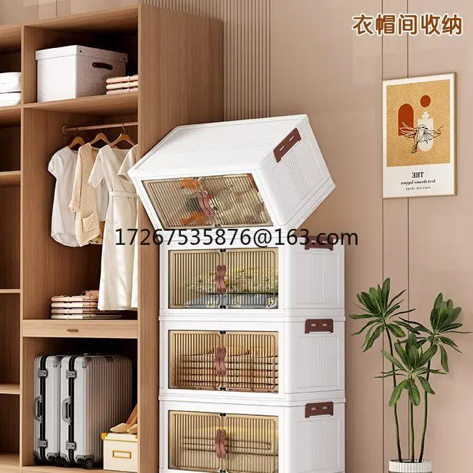 

Snack Shelf Cabinet Home Kitchen Multi-layer Mobile Storage Cabinet Living Room Toy Box Folding Floor Locker