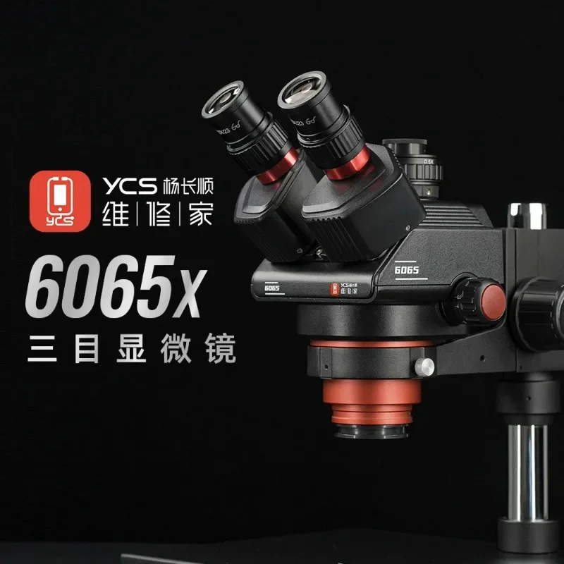 YCS 6065X HD Trinocular Microscope 0.6-6.5x Magnification for Phones Repair PCB Welding Microscope 4K Camera Tools