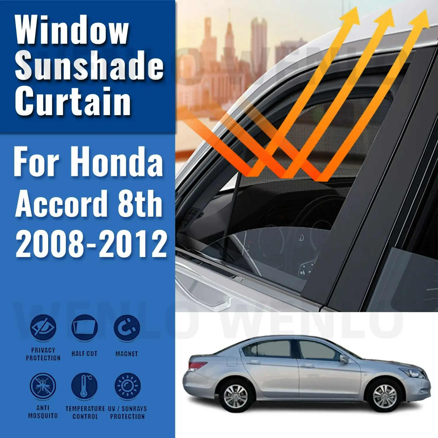 

For Honda Accord 8th 2008 2009 2010 2011 2012 Rear Side Window Sun Shade Car Sunshade Magnetic Front Windshield Mesh Curtain