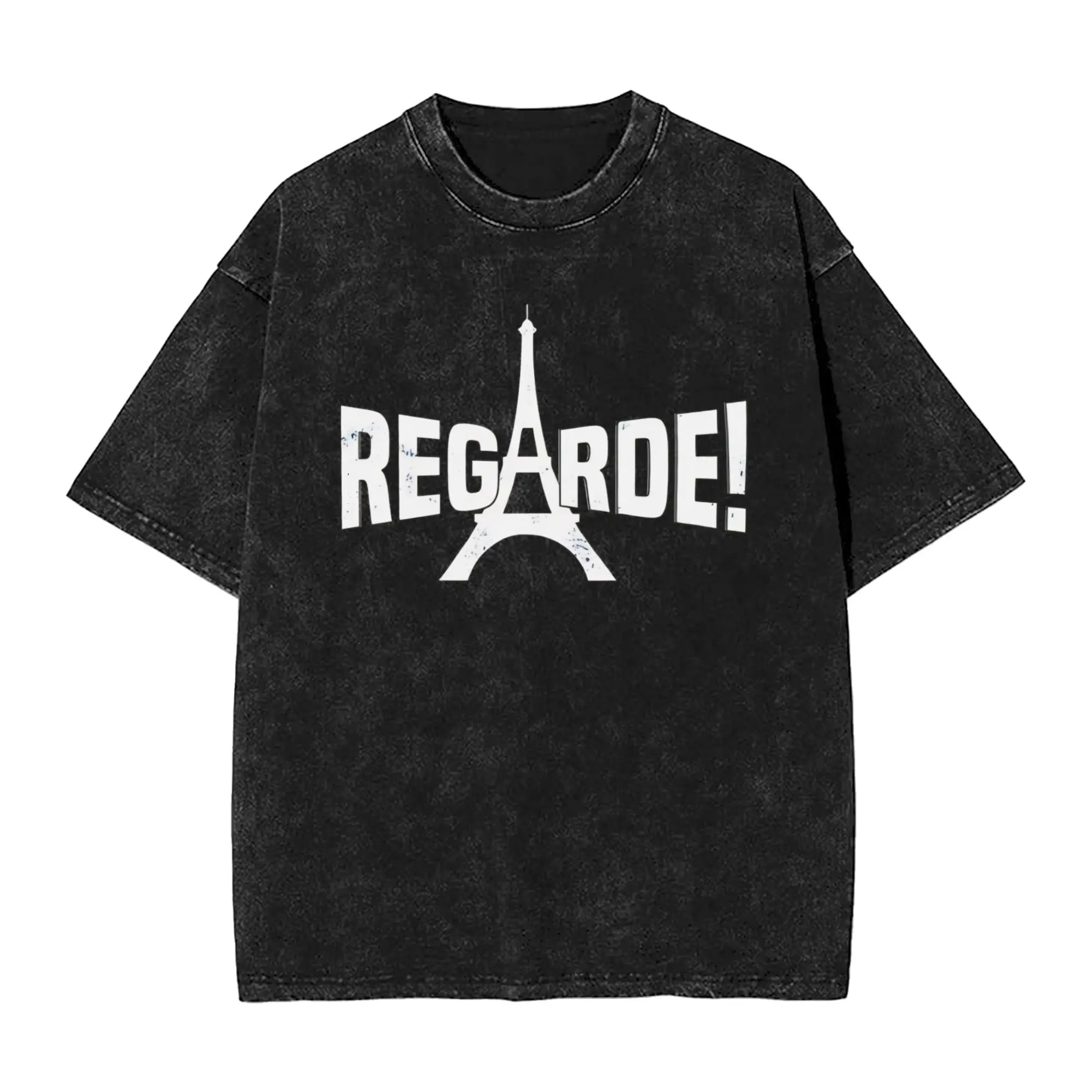 Regarde! Men's T Shirts Washed Monroe Eurovisions 2026 Vintage Tee Shirt Short Sleeve Round Collar T-Shirt Cotton Clothing