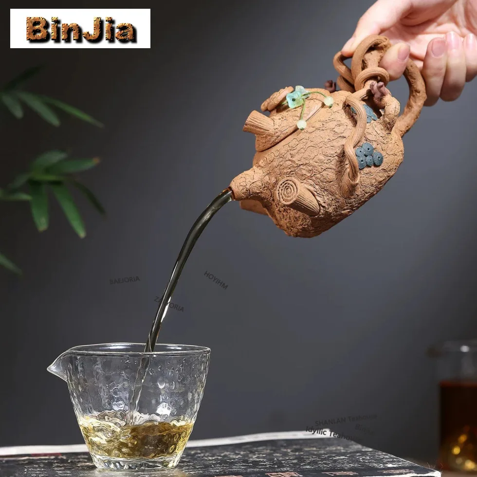340ml Exquisite Yixing Purple Clay Teapots Handmade Stump Gong Chun Pot Raw Ore Old Section Mud Tea Maker Kettle Zisha Tea Set