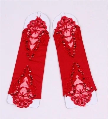 Gants de fête en dentelle sans doigts, blanc, ivoire, rouge, noir, accessoire de mariage, gants de patients en cristal