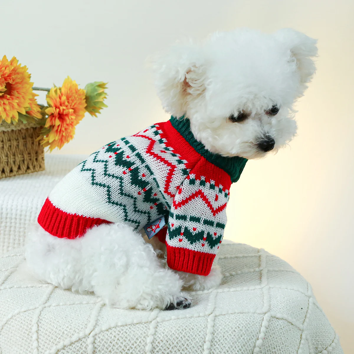 1PC Pet Apparel Dog Cat Christmas Fireworks Elastic Pullover Knitted Sweater Autumn Winter Thickened Warm For Small Medium Dogs