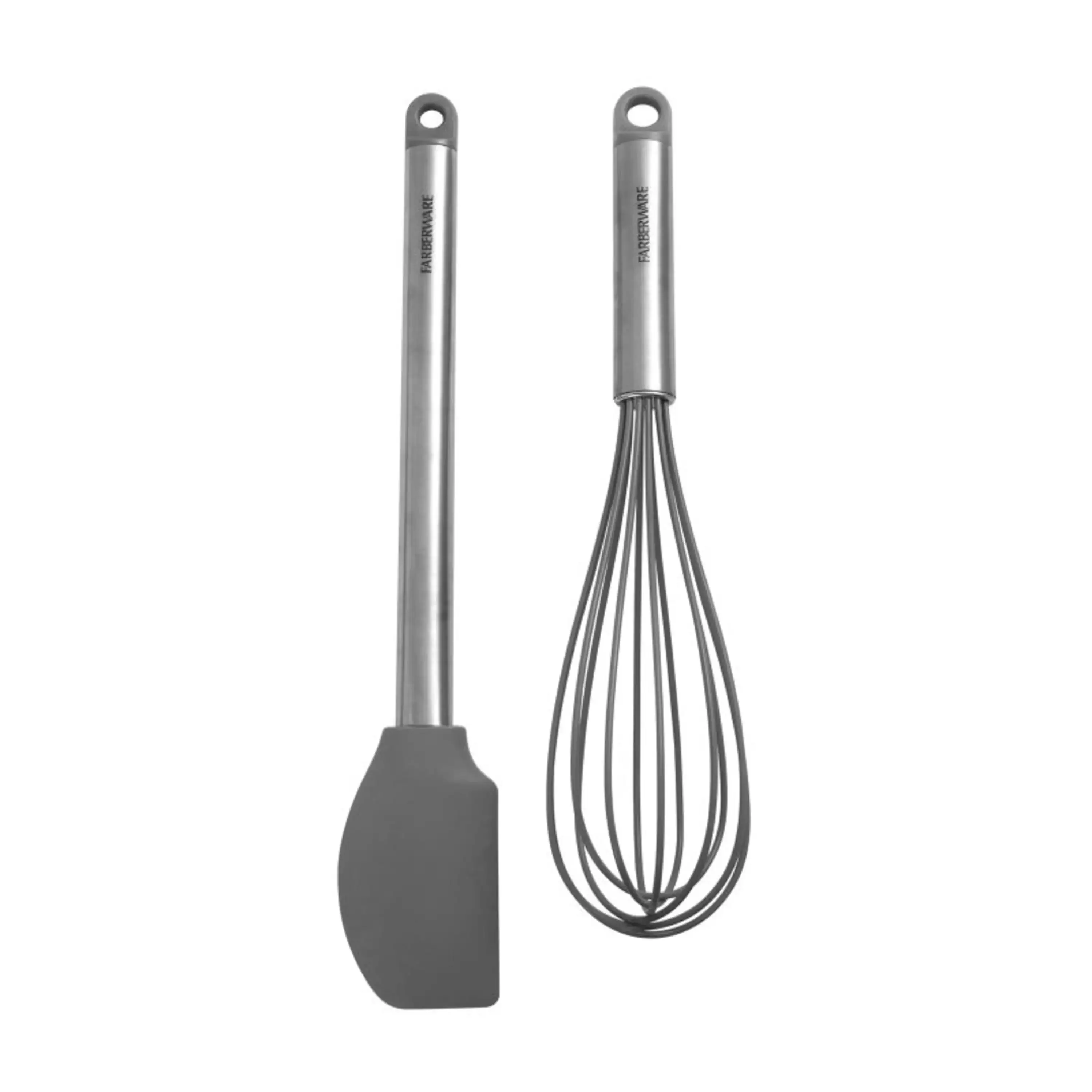 

Professional 2-Piece Whisk and Spatula Set, Gray Kitchen Utensils, Non-Slip Handle, Heat-Resistant, For Baking, Cooking, Mixing