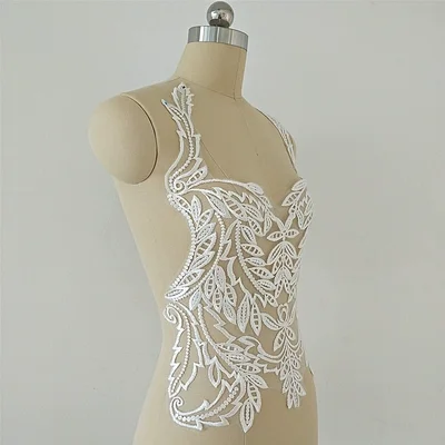 1Pc Super Quality Ivory Lace Trim Wedding Sewing Applique Crafts Lace Fabric For Wedding Dress Decoration