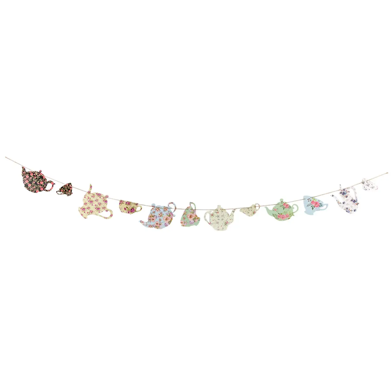 Banner for Tea Party Decorations Teapot Cup Decor for Home Fireplace Mantle