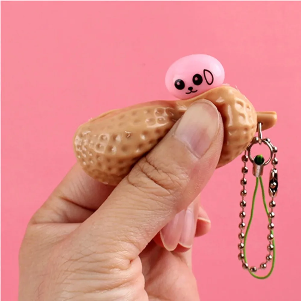 Creative Peanut Anti-stress Fidget Toy Anti-stress Gifts Peanut Key Chain Squeeze Peanut