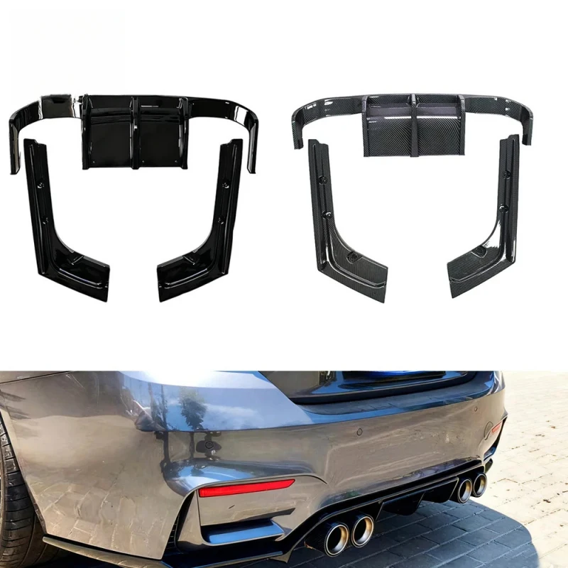 High Quality V Style Gloss Black Rear Diffuser Rear Lip Exterior Mod Body Kit