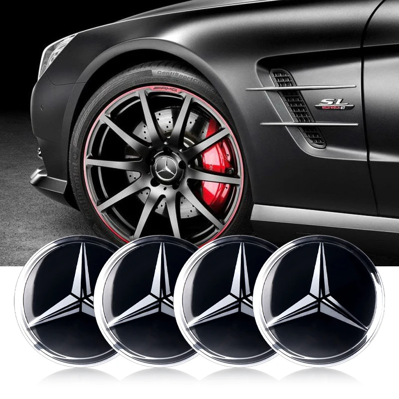 56/60/65mm Aluminum Auto Wheel Center Cap Stickers Benz Badge Tire Accessories For Mercedes Benz G S R C E B A Class E300 S200