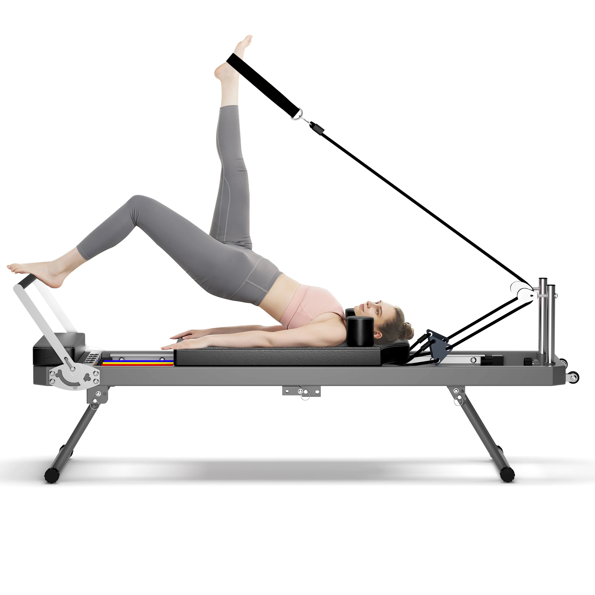 Pilates Reformer Foldable Pilates Machine Equipment Up To 330.5LBS Capacity Pilates Equipment With Dual Resistance For Home Use