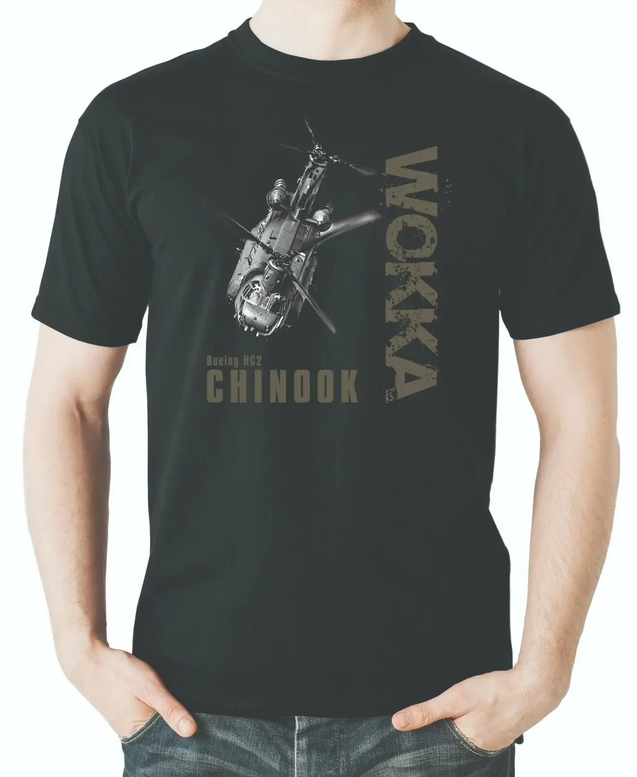 Royal Air Force HC2/A CH-47 Chinook Helicopter 'Wokka' T-Shirt 100% Cotton O-Neck Short Sleeve Summer Casual Mens T-shirt