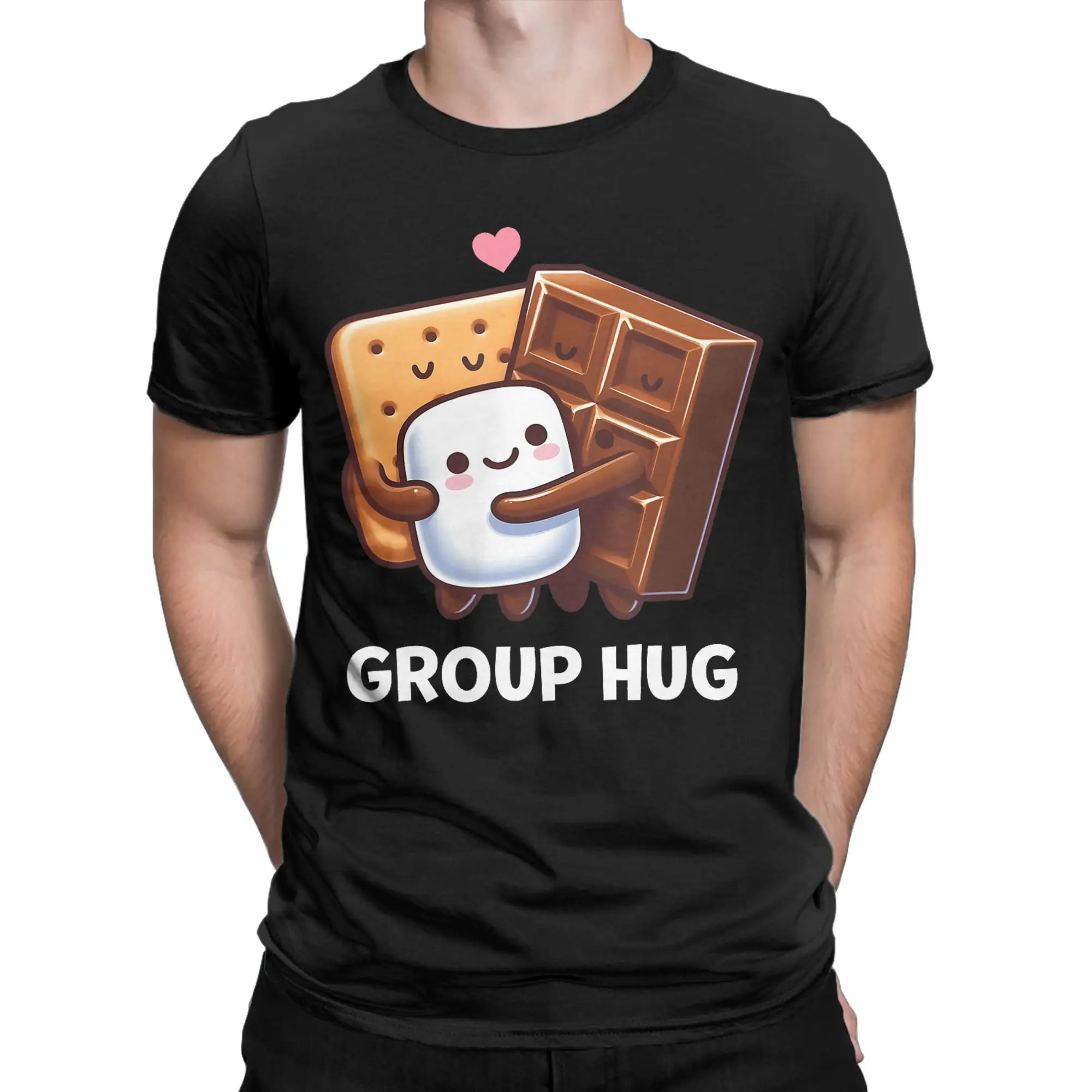 Funny Camping Smores Group Hug  T-Shirt  Harajuku T Shirts Short-Sleeve Classic Tops Summer 100 Cotton Plus Size 5XL Top Tees