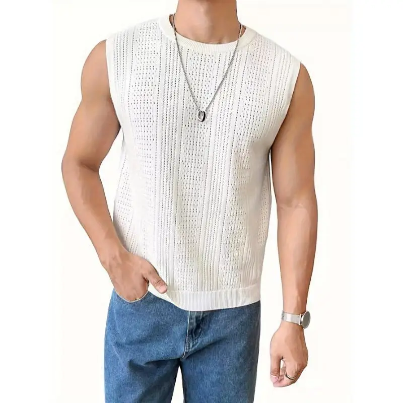 

Hollow out Knit Vest Z 96956 New Style Cross-Border Warmth Inner Wear Men's Vest Regular Fit Spring Sport Scene