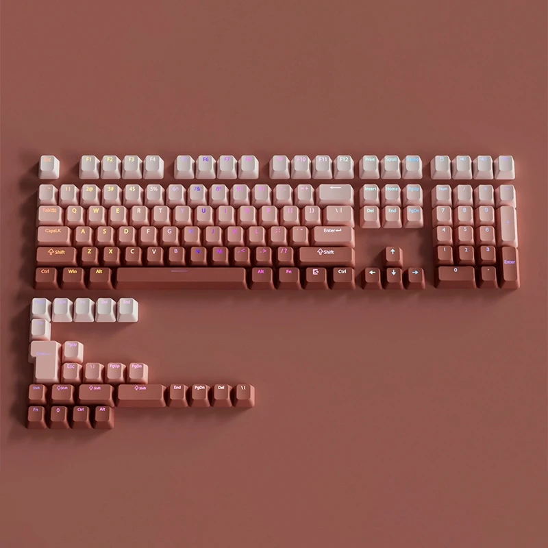 RGB-achtergrondverlichting Blush Top Print Keycaps 130 toetsen OEM-profiel Shine Through PBT Double Shot Keycaps voor MX Switches-toetsenborden