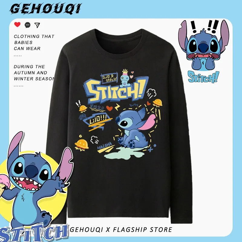 

Stitch Joint T-shirt Men Long Sleeve Spring Disney Animation Around Stitch Cotton Clothes