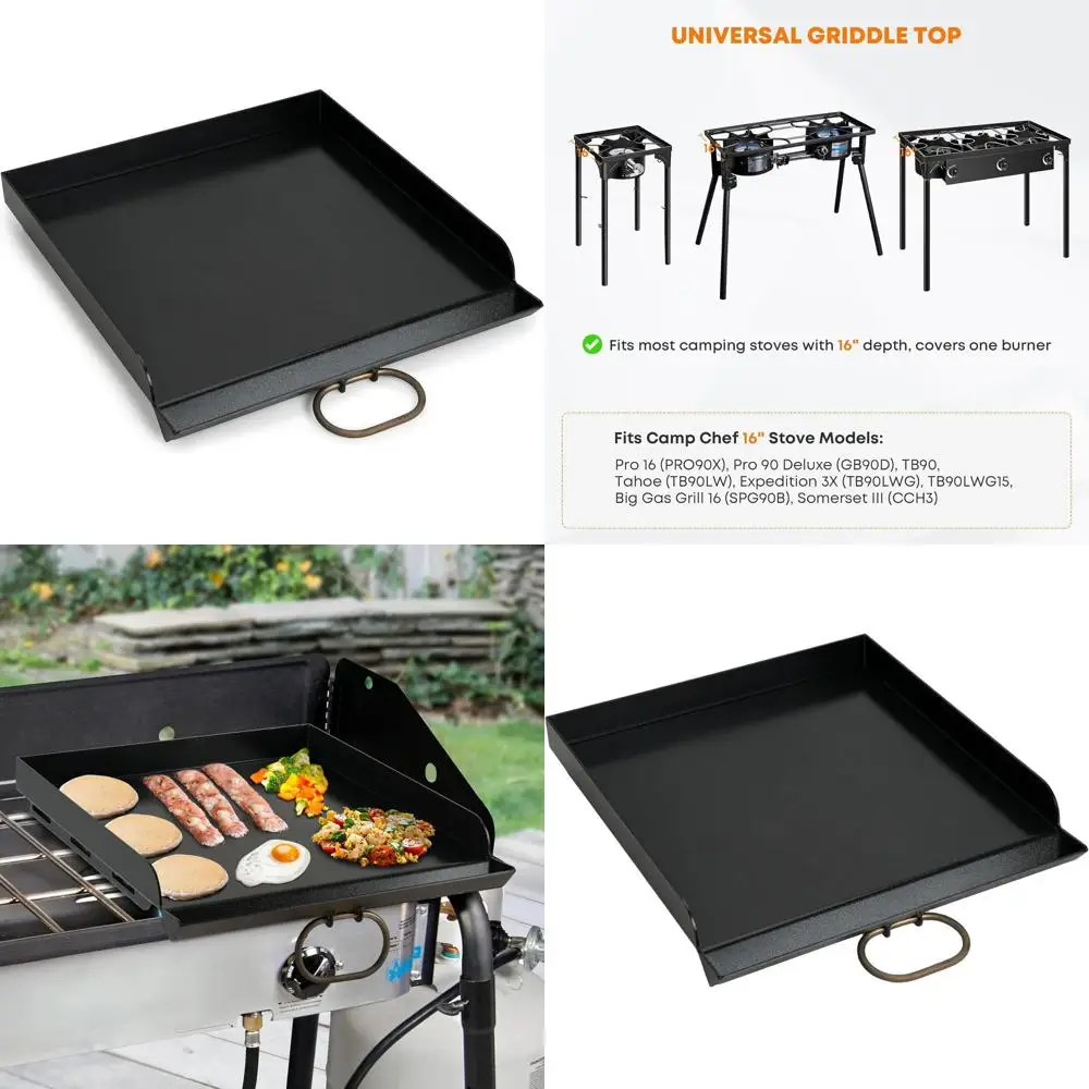 

Nonstick 1-Burner Universal Griddle, Black, Compatible with 16 Deep Camp Stoves and Camp Chef
