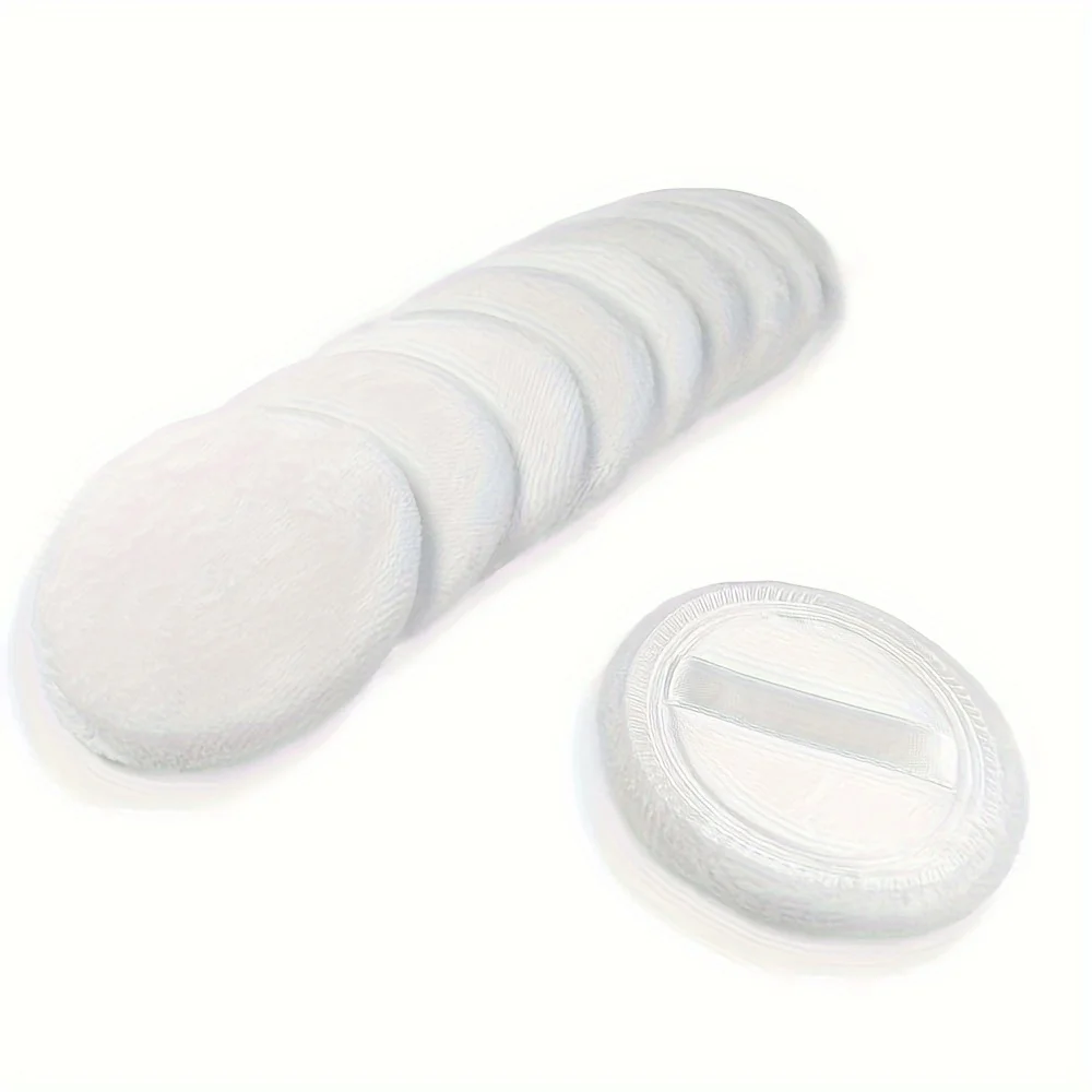 

10pcs Powder Puff Cotton Cosmetic Powder Makeup Puffs Pads with Ribbon Face Powder Puffs for Loose and Foundation 2.36 inch. (Wh