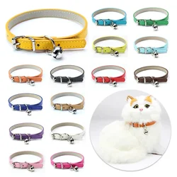 16 farben Weichen PU Leder Katze Kragen Mit Glocke Solide Welpen Kragen Für Kleine Medium Hund Katze Zubehör Chihuahua Pet produkte