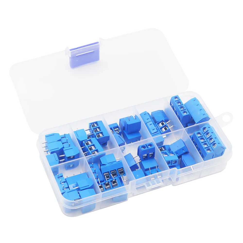 50 Pcs/BOX Pitch 5.0mm Straight Pin 2P 3P Screw PCB Terminal Block Connector 10A 300V 24-18AWG