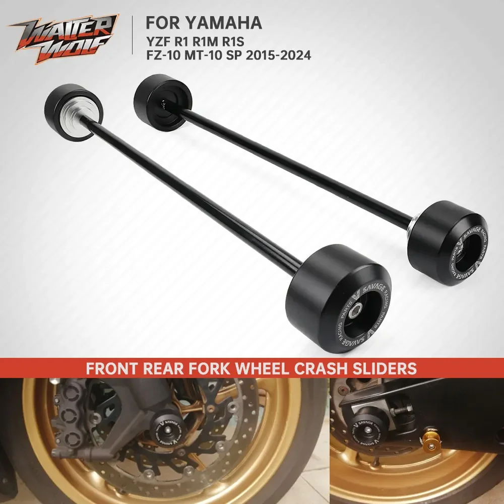 YZF R1 R1M R1S Fork Wheel Sliders For Yamaha MT-10 MT 10 SP YZF-R1 YZF-R1M YZF-R1S 2015-2024 Axle Swingarm Bobbin Crash Slider