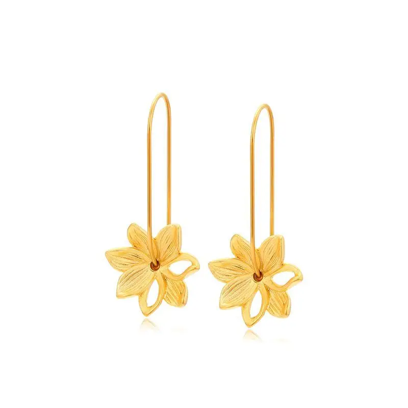 أسعار الجملة --- لوتس الزهور سحر انخفاض القرط للنساء الأزياء والمجوهرات لون الذهب الخالص النيكل الحرة #1