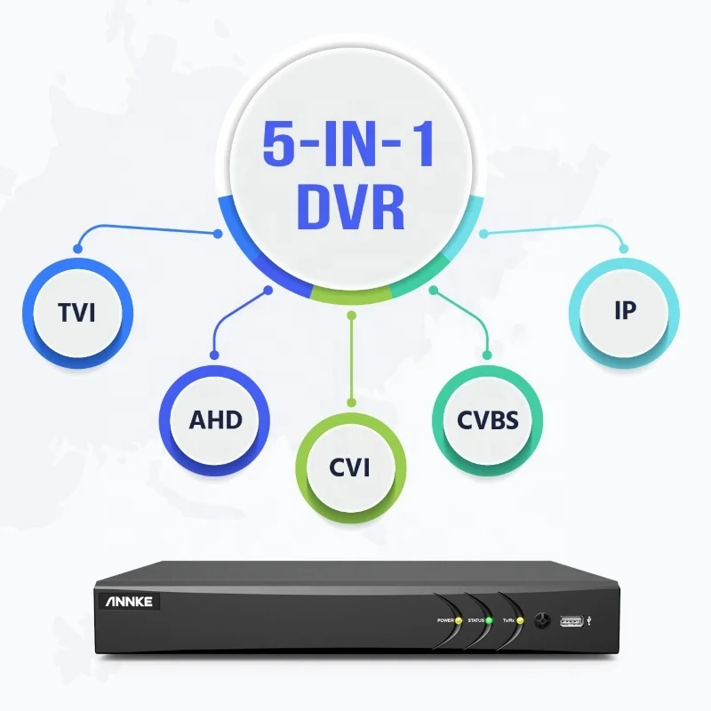 Registratore DVR H.265+ 8CH 4K DVR 5 in 1 1 SATA Fino a 10 TB Riproduzione intelligente AI Registratore CCTV per rilevamento persone e veicoli