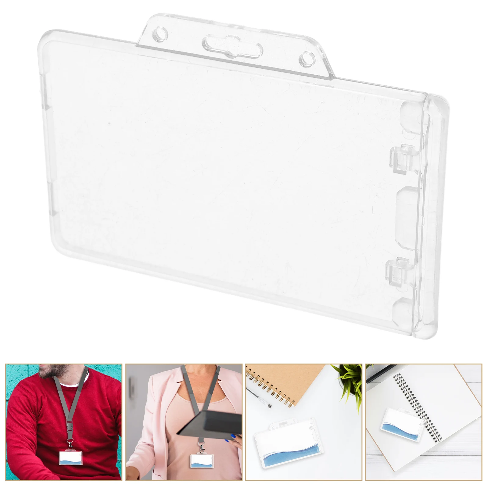 

5pcs Transparent Card Sleeve Id Badge Holder Protective Covers Storage For Work Game Cards Reusable Clear Holders Lightweight